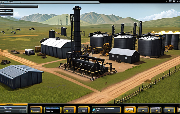 **
A bustling base with upgraded resource production buildings (farms, oil wells, lumber mills, mines). Highlighted UI elements show resource production boost percentages. A commander avatar is visible, showcasing resource production-related skills. The overall scene emphasizes active resource generation and strategic planning.
**