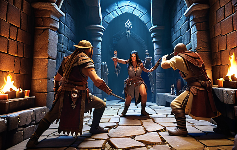 A diverse team of AoZ heroes synergizing their skills in a vibrant, action-packed dungeon crawl. Include visual cues of experience points being gained.